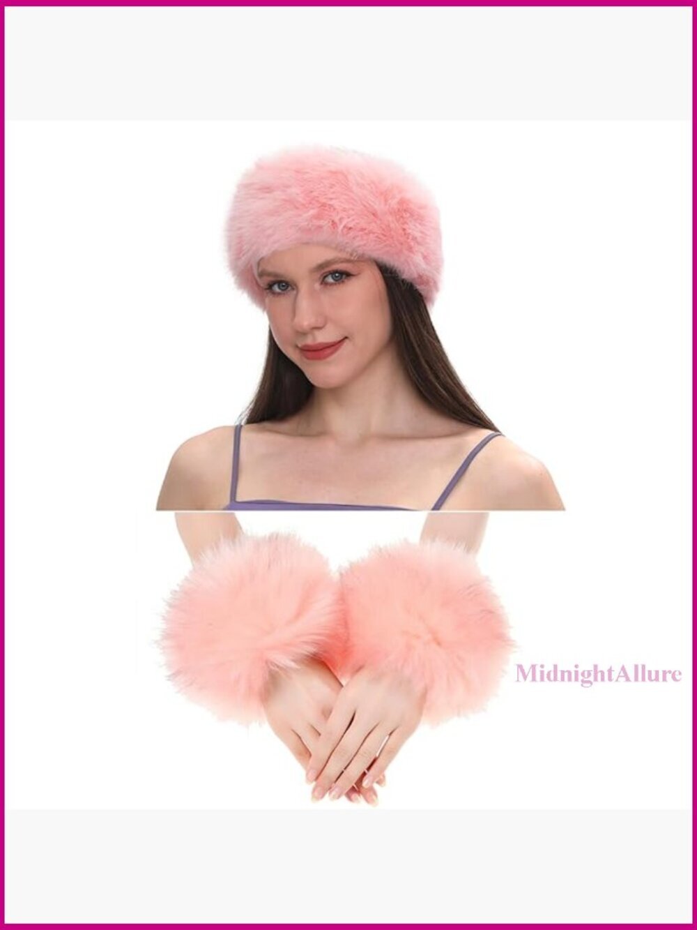 Faux Fur Headband Arm Warmers Wrist Cuffs Earmuff Set for Winter Costumes